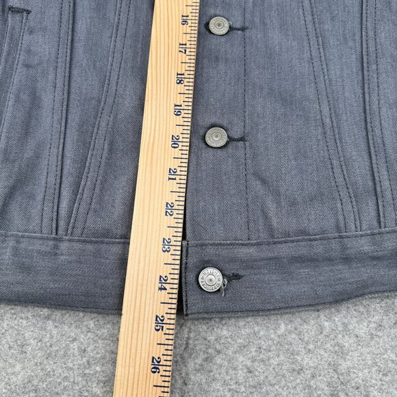 Levi's Women's Denim Trucker‎ Jacket Small Gray Embellished Boho Patchwork - Picture 11 of 16